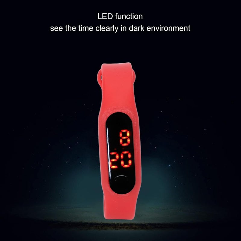 woobles Fashion Digital Watch Minimalist Sports Wrist Watch Rubber Bracelet Watches for Boys Girls Men Womens(Red) - Image 1